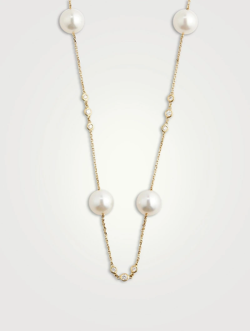 Aurelia 18K Gold South Sea Pearl And Diamond Necklace