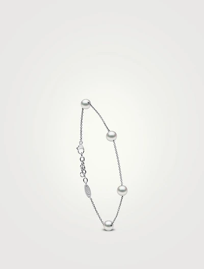 18K Gold Chain Bracelet With Pearls