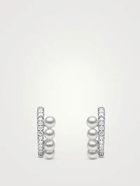 Eclipse 18K White Gold Akoya Pearl And Diamond Earrings