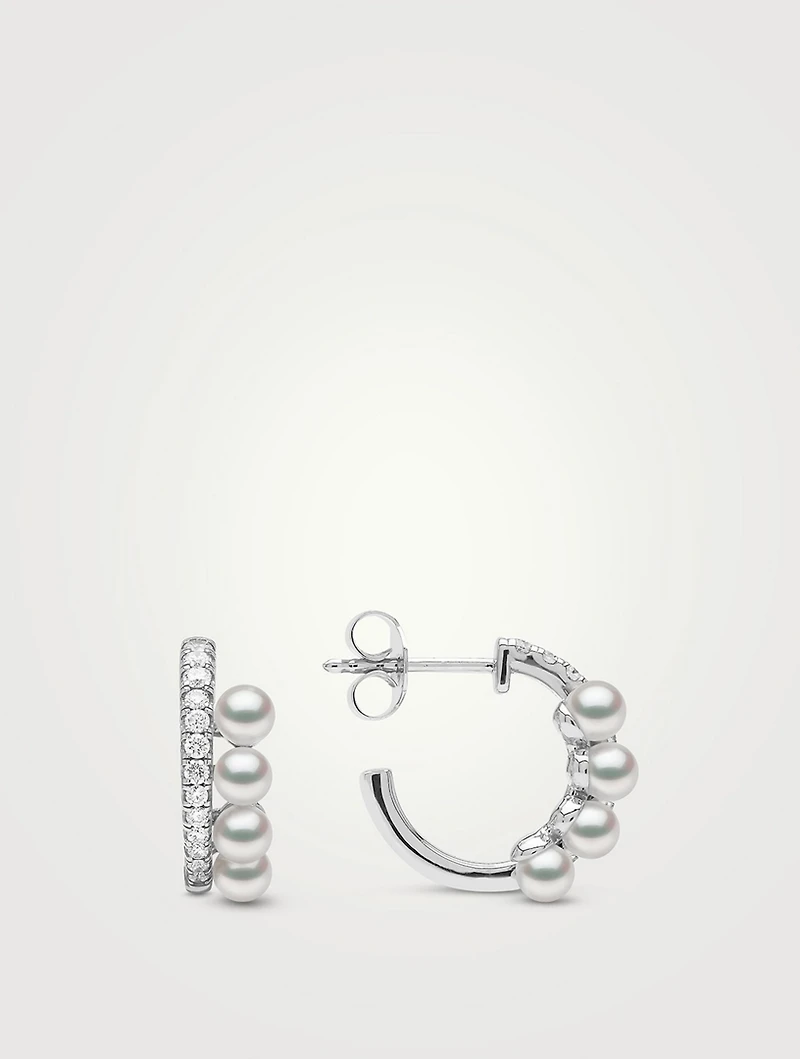 Eclipse 18K White Gold Akoya Pearl And Diamond Earrings