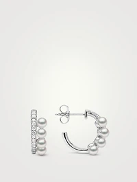 Eclipse 18K White Gold Akoya Pearl And Diamond Earrings