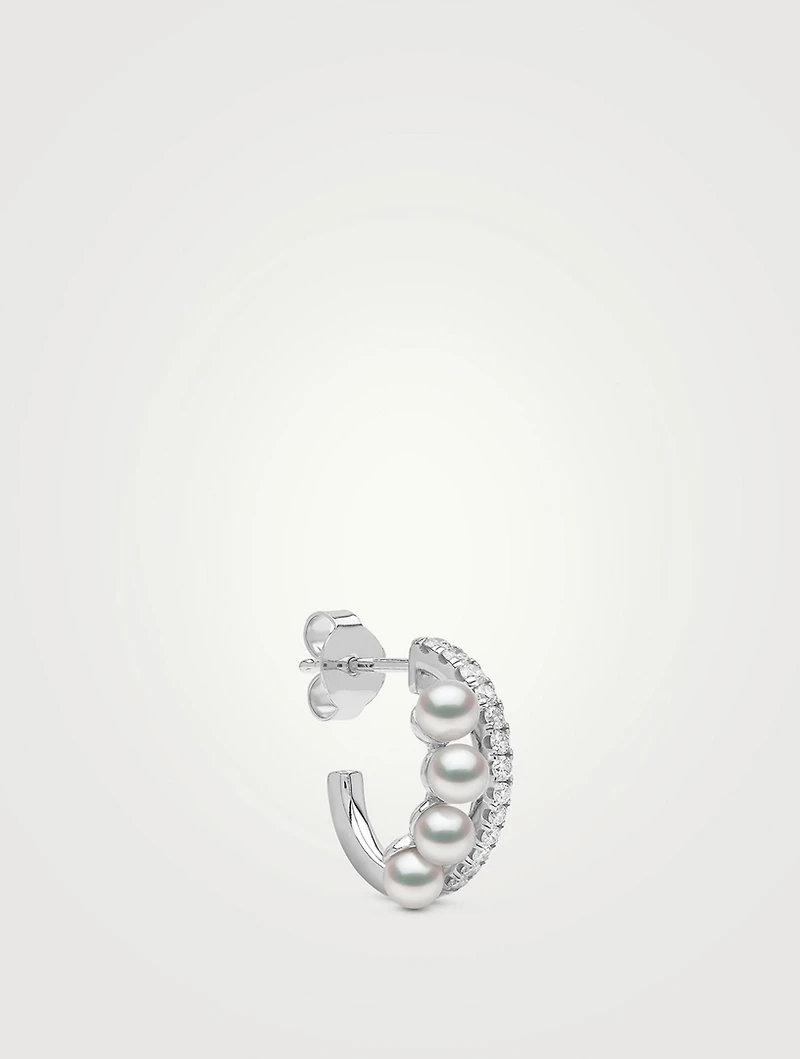 Eclipse 18K White Gold Akoya Pearl And Diamond Earrings