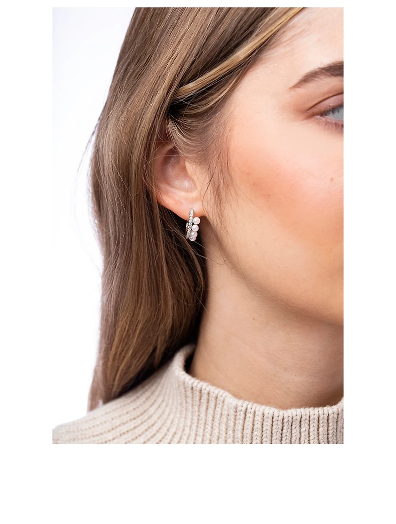 Eclipse 18K White Gold Akoya Pearl And Diamond Earrings