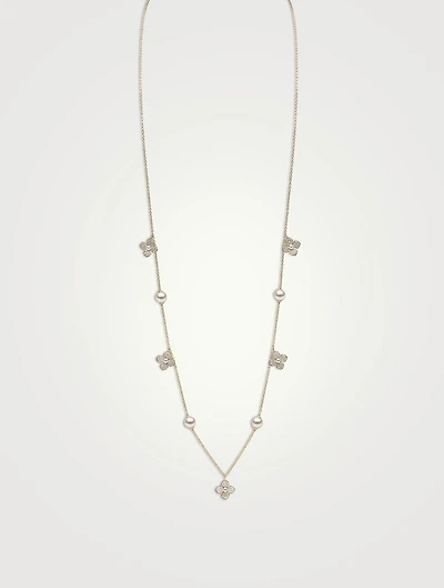 Petal 18K Gold Akoya Pearl And Diamond Necklace