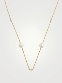 18K Gold Akoya Pearl And Diamond Necklace