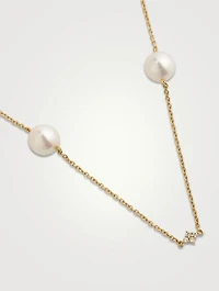 18K Gold Akoya Pearl And Diamond Necklace