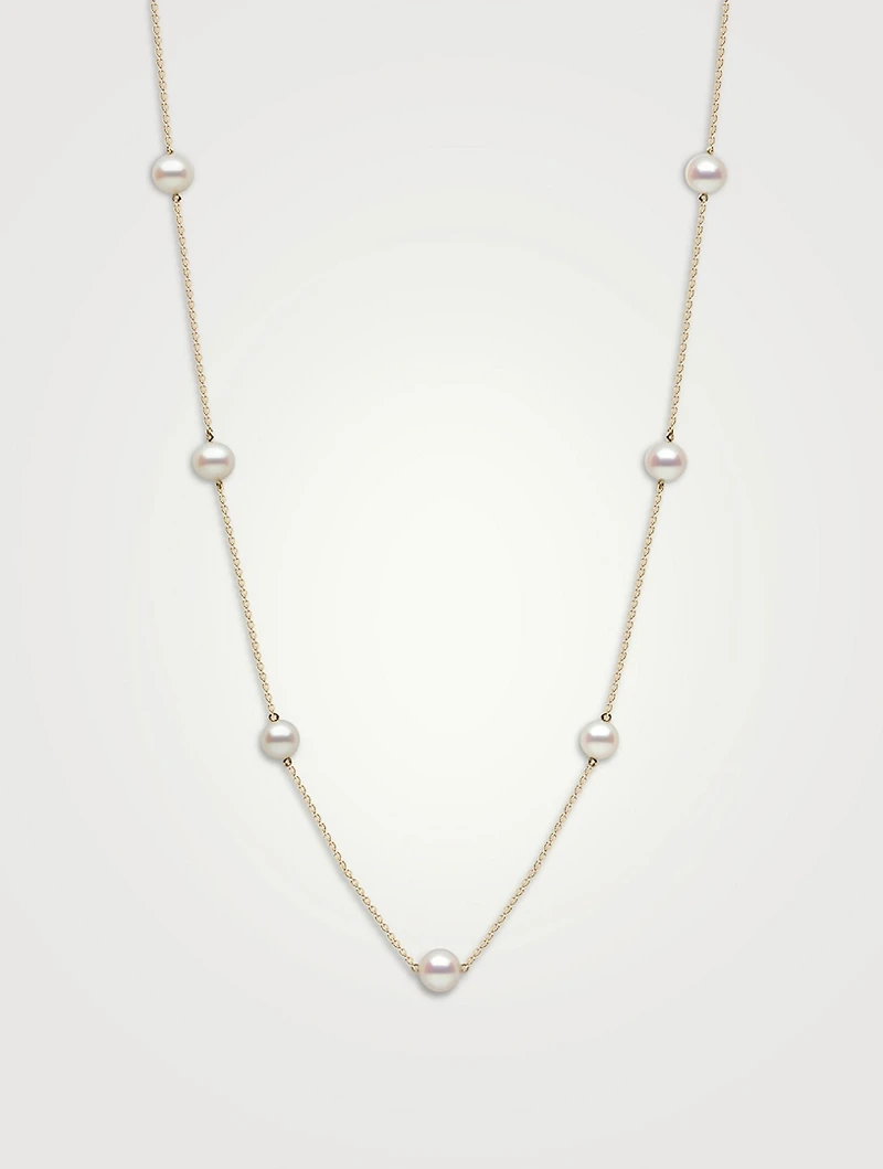 18K Gold Chain Necklace With Pearls