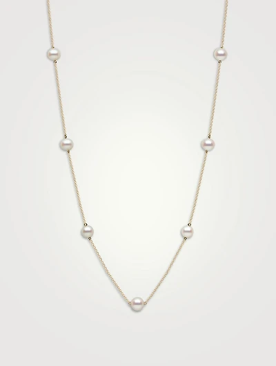 18K Gold Chain Necklace With Pearls