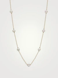 18K Gold Chain Necklace With Pearls