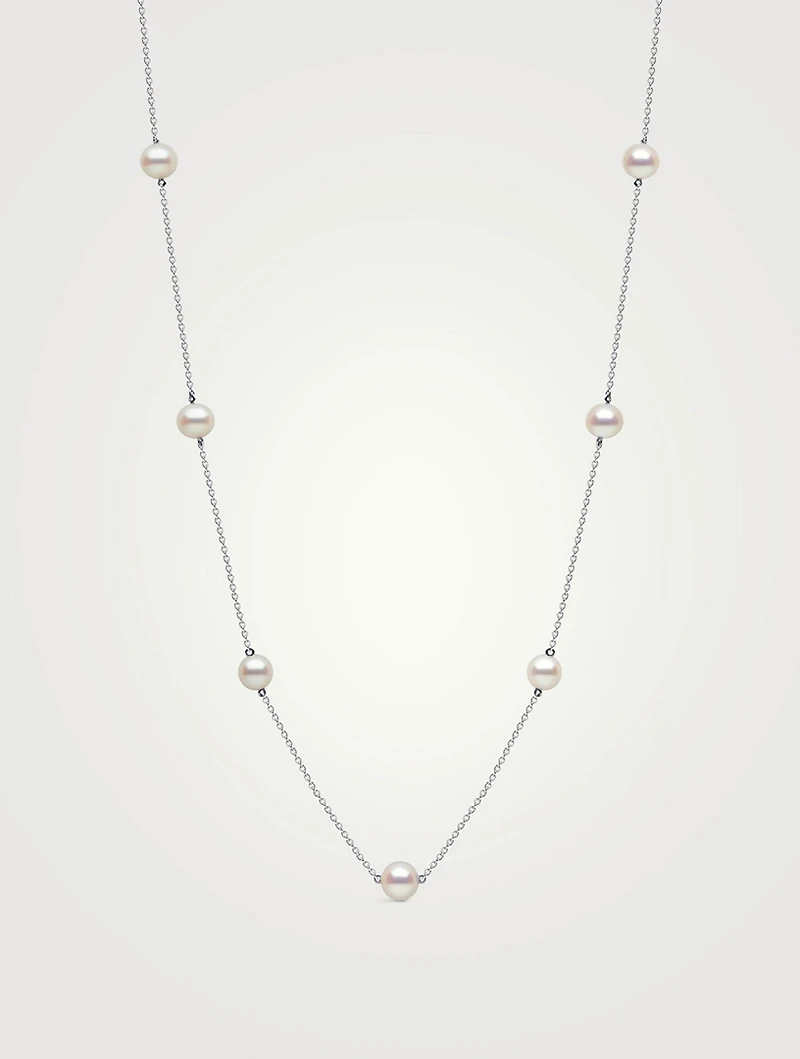 18K Gold Chain Necklace With Pearls