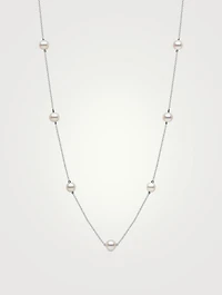 18K Gold Chain Necklace With Pearls