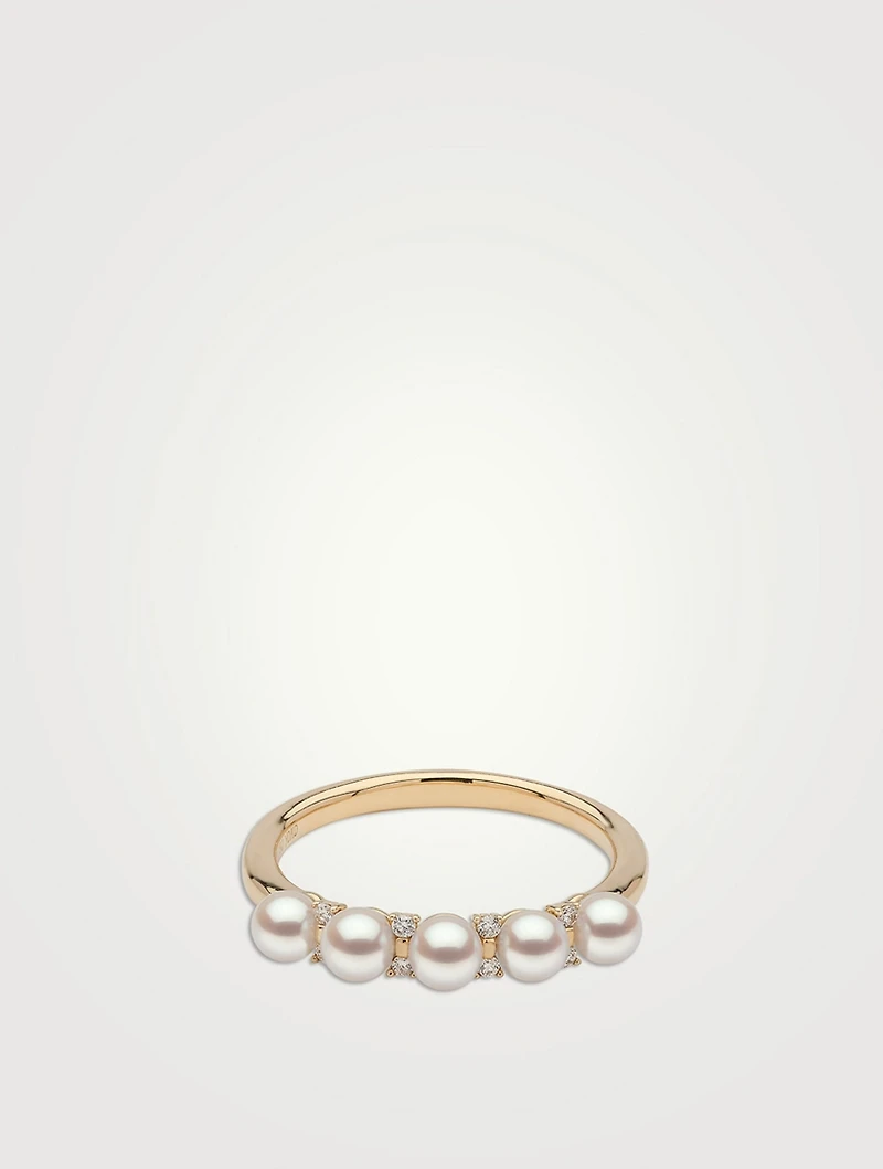 Eclipse 18K Gold Akoya Pearl And Diamond Ring