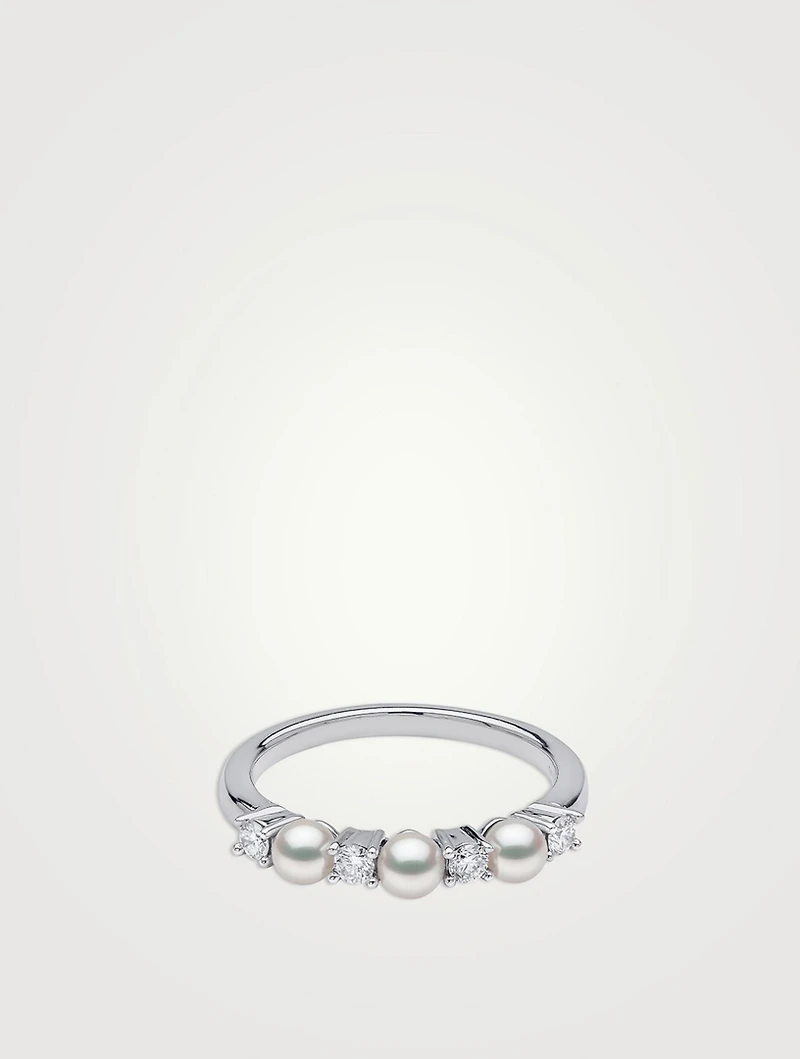 Eclipse 18K Gold Akoya Pearl And Diamond Ring