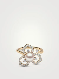 Petal 18K Gold Akoya Pearl And Diamond Ring
