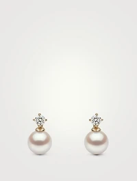 18K Gold Akoya Pearl And Diamond Earrings
