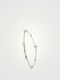 18K Gold Akoya Pearl And Diamond Bracelet