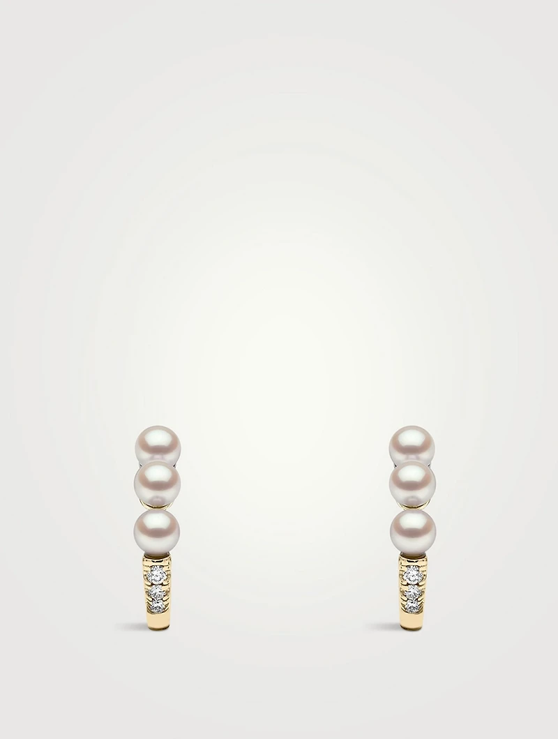 Eclipse 18K Gold Akoya Pearl And Diamond Earrings