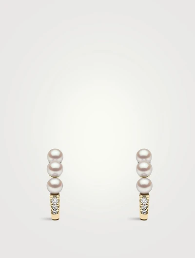 Eclipse 18K Gold Akoya Pearl And Diamond Earrings