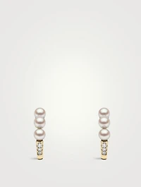 Eclipse 18K Gold Akoya Pearl And Diamond Earrings