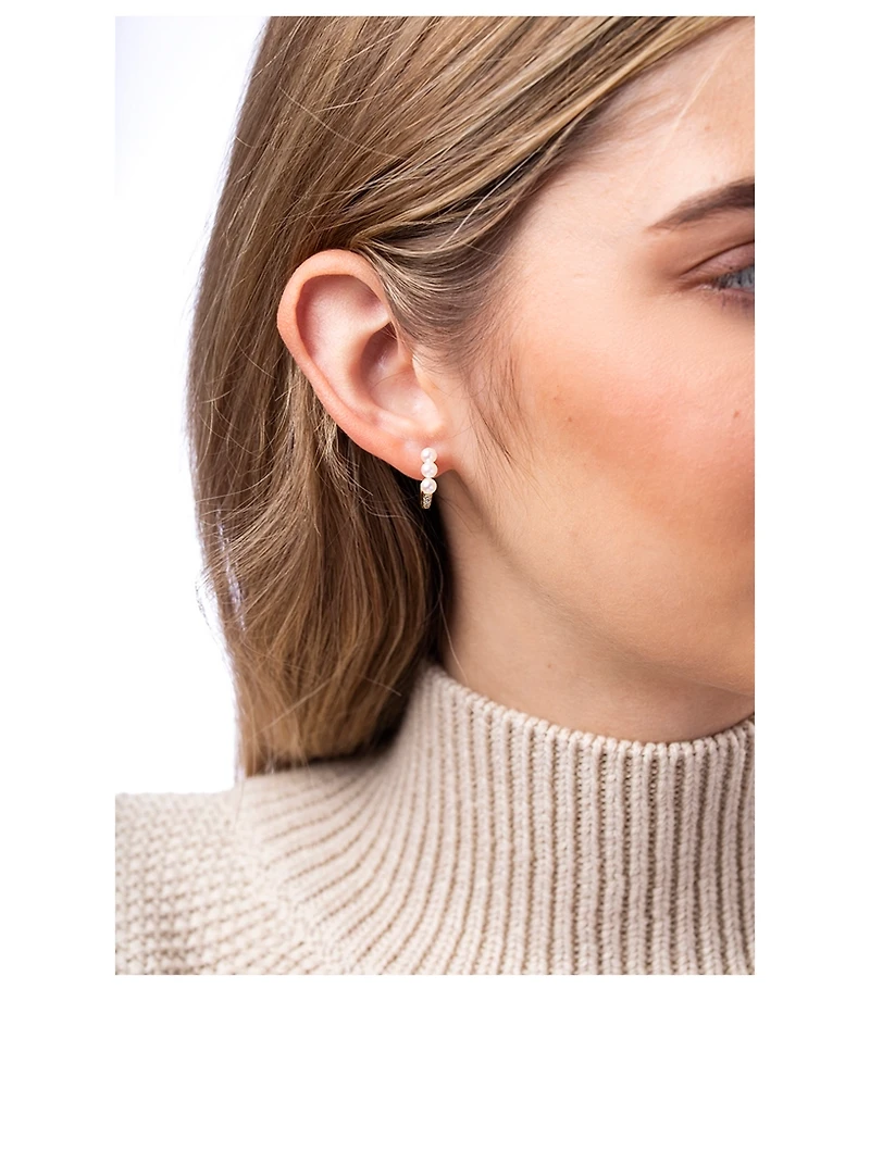 Eclipse 18K Gold Akoya Pearl And Diamond Earrings