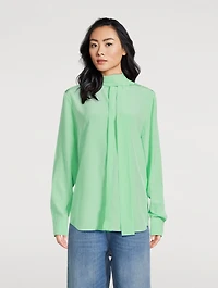 Washed Silk Shirt With Neck Tie