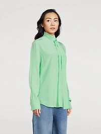 Washed Silk Shirt With Neck Tie