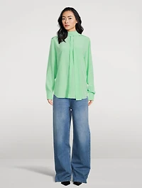 Washed Silk Shirt With Neck Tie