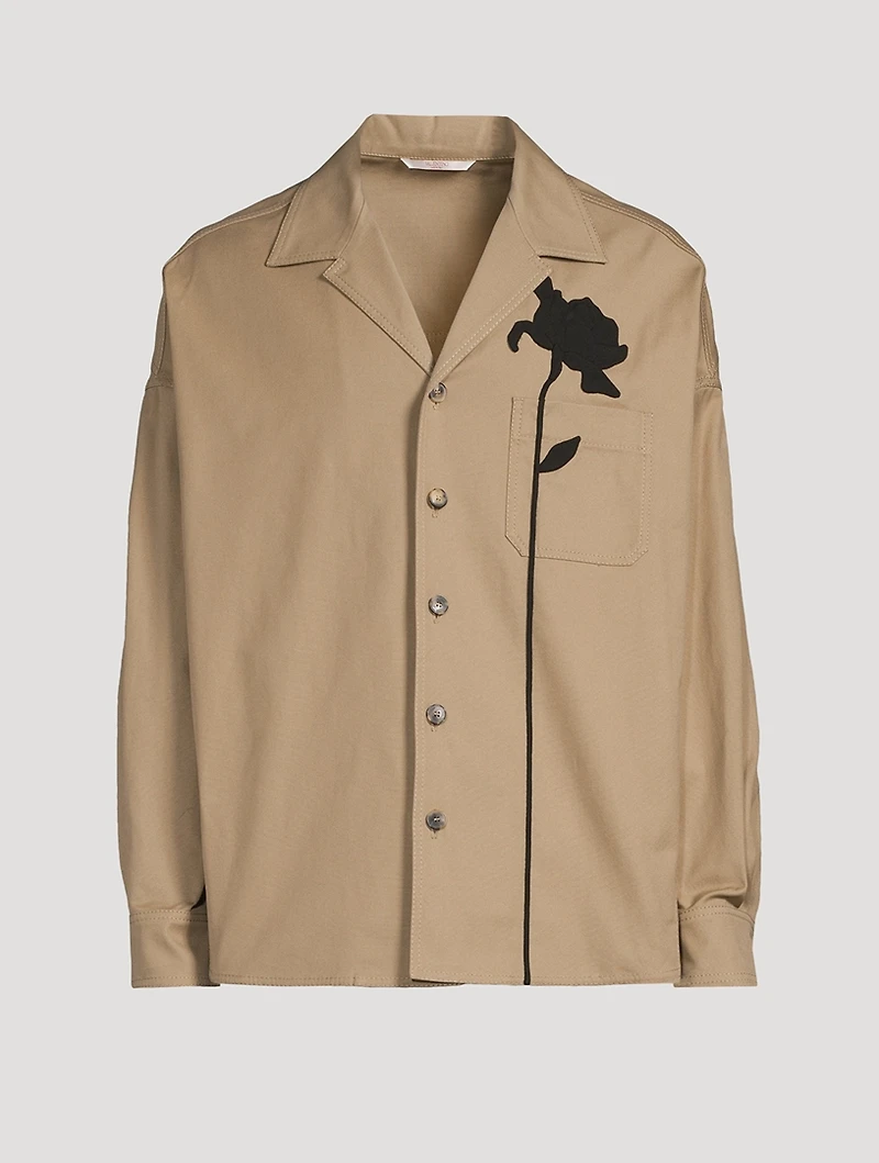 Stretch Cotton Canvas Shirt Jacket