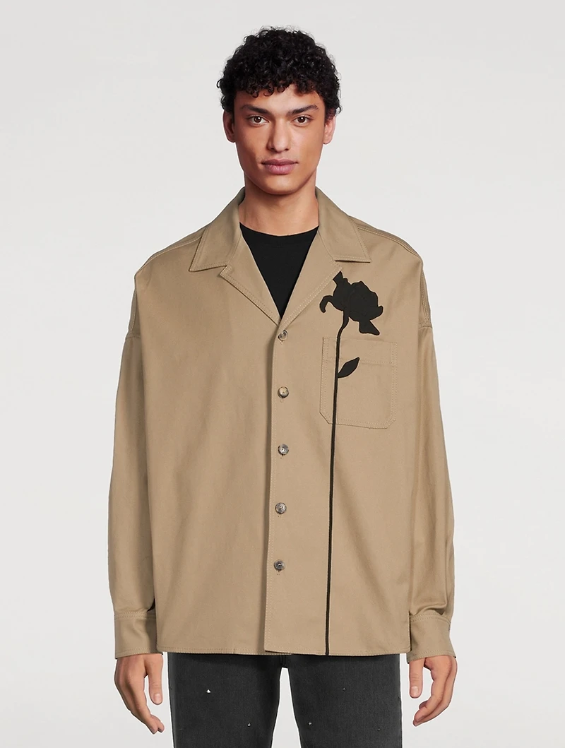 Stretch Cotton Canvas Shirt Jacket