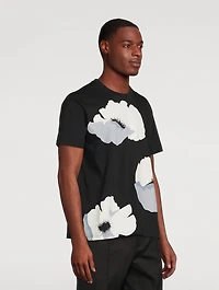 Cotton T-Shirt Flower Portrait Print