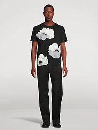Cotton T-Shirt Flower Portrait Print
