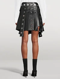 Eyelet Leather Mini Skirt