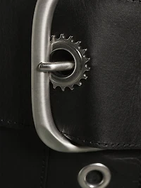 Eyelet Leather Mini Skirt