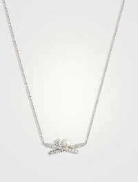 18K White Gold Akoya Pearl And Diamond Necklace