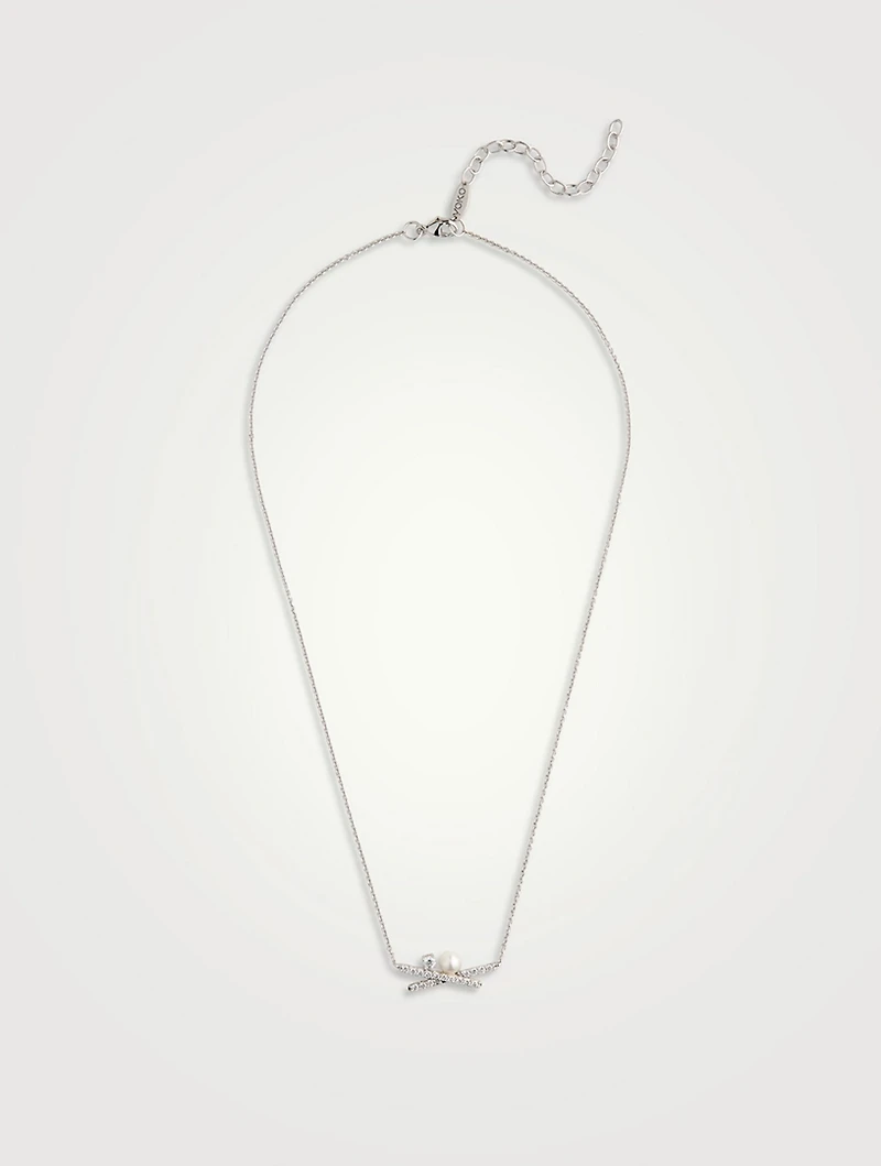 18K White Gold Akoya Pearl And Diamond Necklace