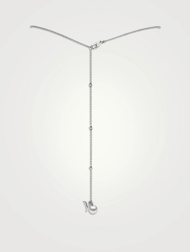 18K White Gold Freshwater Pearl And Diamond Necklace