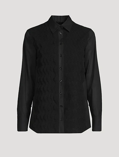 Lace-Front Poplin Shirt