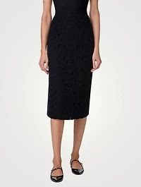 Anemone-Embroidered Pencil Skirt