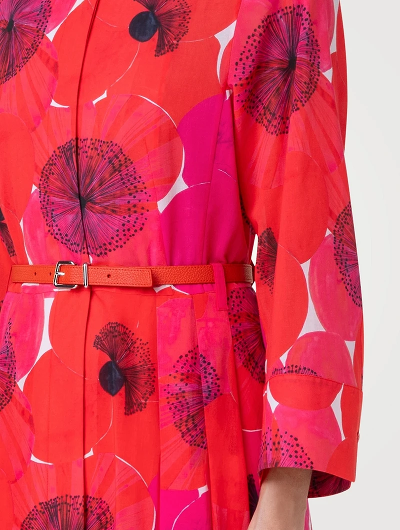 Belted Cotton Voile Shirt Dress Poppy Print