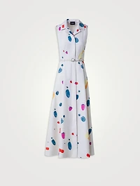 Belted Poplin Shirt Dress Fruit Print
