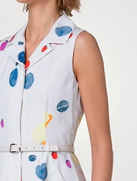 Belted Poplin Shirt Dress Fruit Print