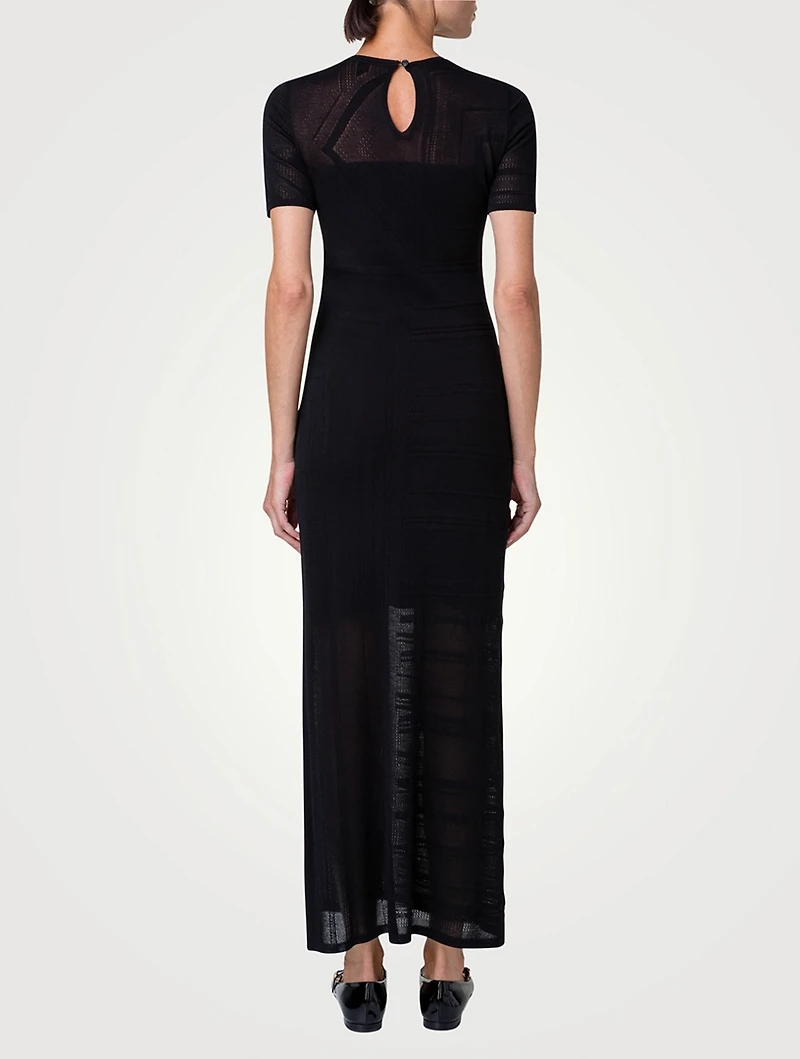 Lines Jacquard Silk Cotton Knit Dress