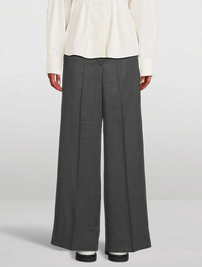 Wide-Leg Wool Trousers
