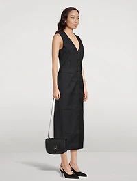 Button-Front Dress Pinstripe Print