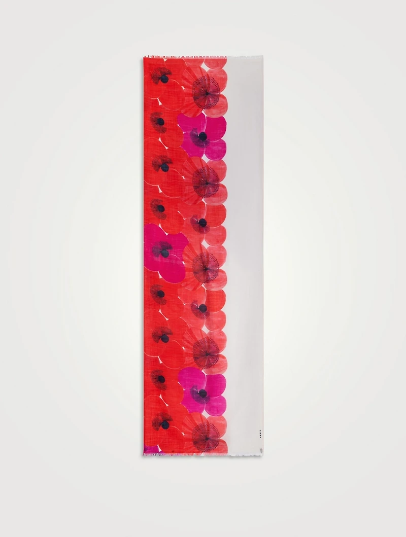Cashmere And Silk Scarf In Poppy Print
