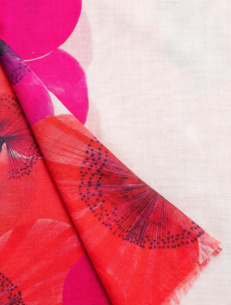 Cashmere And Silk Scarf In Poppy Print