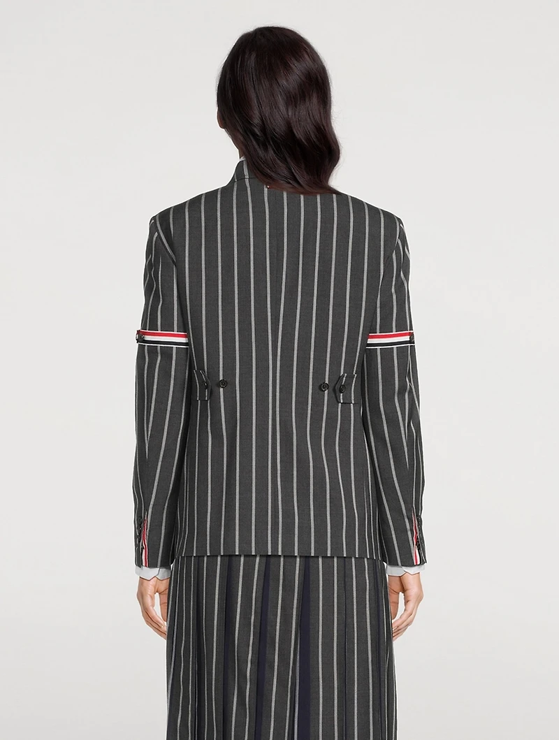 Wool Striped Blazer With Armbands