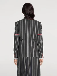 Wool Striped Blazer With Armbands