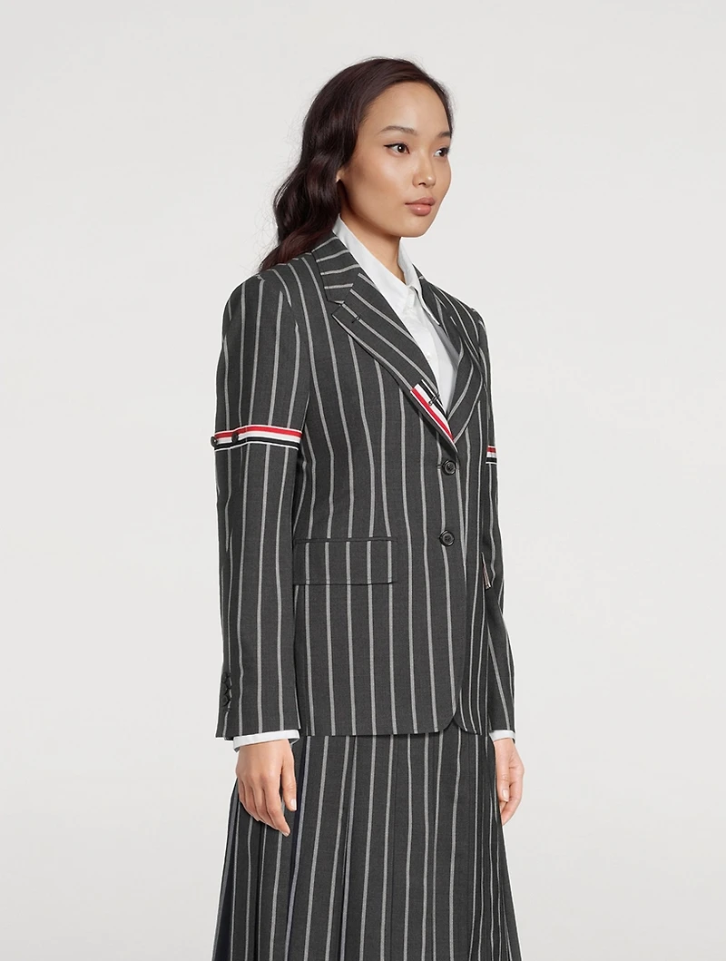 Wool Striped Blazer With Armbands