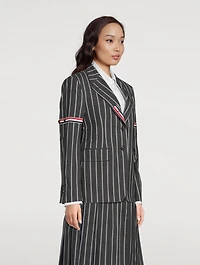 Wool Striped Blazer With Armbands